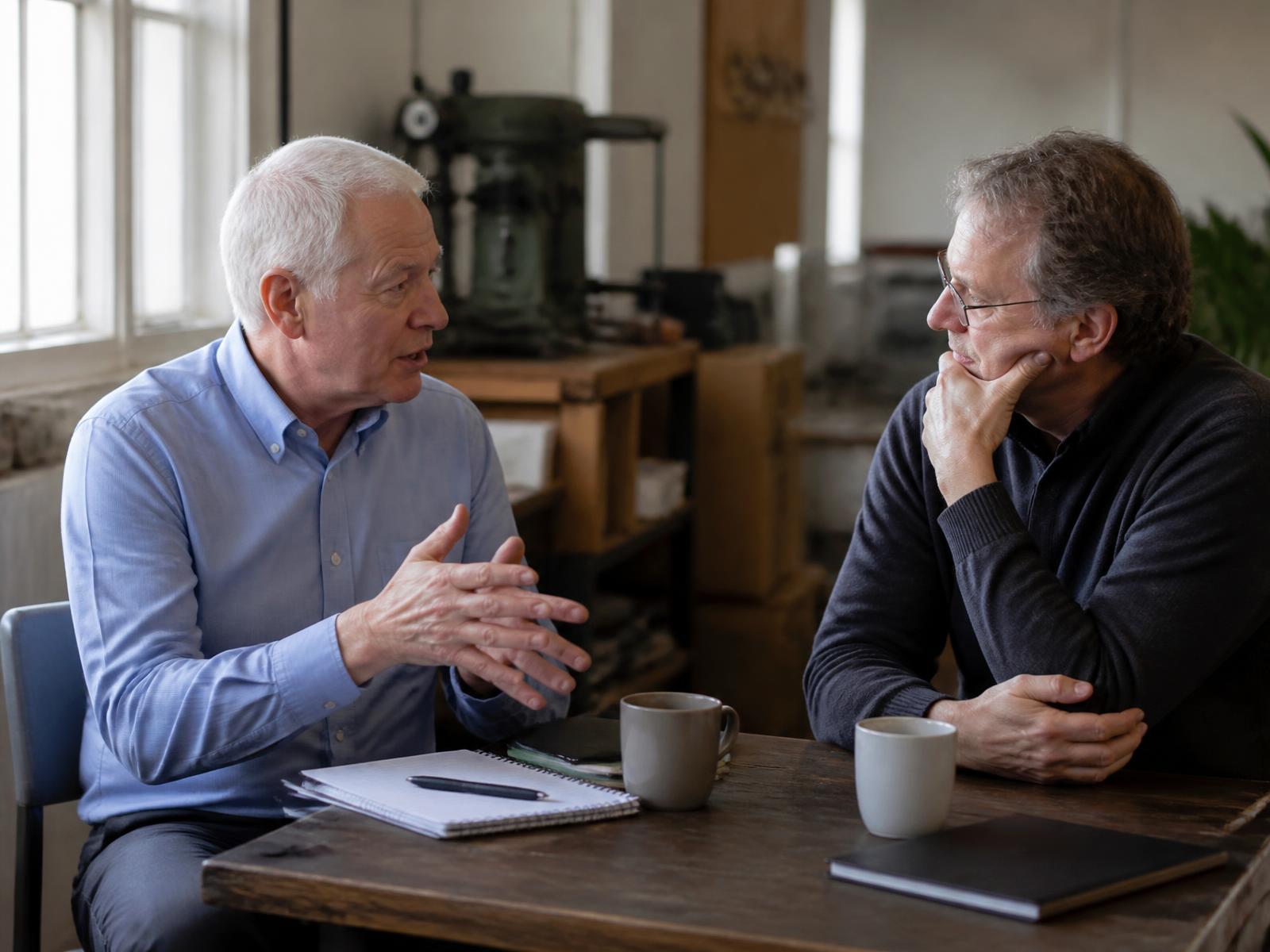 A Blue Sky advisor in conversation with a business owner
